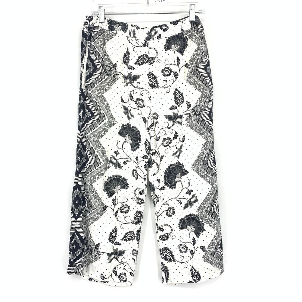 Anthropologie Maeve Women’s Wide Leg Crop Pants Floral Print Elastic Waist LP